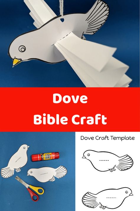 Easy to make kids Dove craft included free template and instructions. Ideal to use for the Baptism of Jesus Bible craft as the Holy Spirit comes down like a dove. Jesus Baptism Craft, Dove Craft, Baptism Craft, Holy Spirit Craft, Baptism Of Jesus, Trueway Kids, Jesus Crafts, Preschool Bible Lessons, Children's Church Crafts