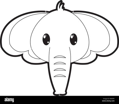 Download this stock vector: outline elephant head cute animal character - M469P5 from Alamy's library of millions of high resolution stock photos, illustrations and vectors. Outline Elephant, Picture Of An Elephant, Cute Animal Character, Tye Dye Patterns, Elephant Face, Art Activities For Toddlers, Elephant Pictures, Classroom Wall Decor, Dye Patterns