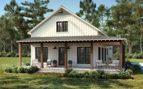 Barndominium House Plan - 2 Bedrooms, 2 Bath, 1260 Sq Ft Plan 50-531 Barn Plan, Barndominium Floor Plans, Farmhouse Style House Plans, Casas Coloniales, Casa Exterior, Barn Style House, Modern Farmhouse Plans, Cottage House Plans, Barn House Plans