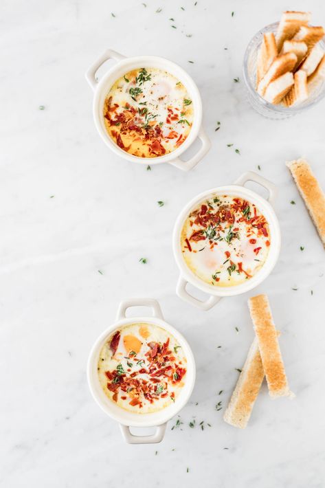 Eggs en cocotte | Cravings Journal Egg Cocotte, Ways To Eat Eggs, Cocotte Recipe, Serrano Ham, Mug Recipes, What's For Breakfast, Hams, Egg White, Ham And Cheese