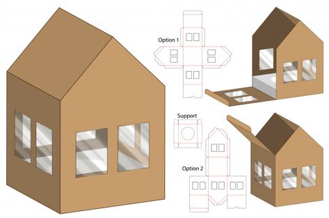 House shape box packaging die cut template design Premium Vector Packaging Die Cut, Valentines Gift Ideas, House Template, Packaging Template, Paper House, Cardboard House, Modern Restaurant, Box Houses, Paper Houses