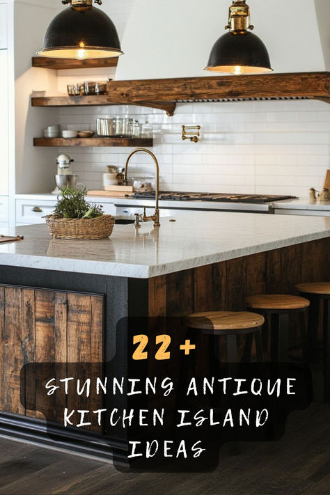 Embrace Classic Style With 22 Vintage Kitchen Island Inspirations 🌟🏡! Discover How To Incorporate Antique Elements Into Your Kitchen For A Warm And Inviting Atmosphere. Perfect For Home Cooks And Design Lovers, Click To Discover More! 🍽️✨ #VintageKitchens #AntiqueIsland #HomeDecor #ClassicDesign #CozySpaces #InteriorInspo #KitchenIdeas French Inspired Kitchen Island, Rounded Kitchen Island, Open Island Kitchen, French Kitchen Island, Kitchen Island Alternatives, Unique Kitchen Island Ideas, Vintage Kitchen Island, Brass Kitchen Island, Antique Kitchen Island