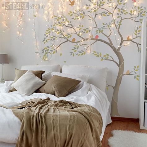 Tree Stencil Pack Create a unique wall mural with stencils Tree Stencils, Stenciled Wall Decor, Tree Bedroom, Large Wall Stencil, Mural Stencil, Bird Stencil, Tree Wall Murals, Nursery Wall Murals, Tree Stencil