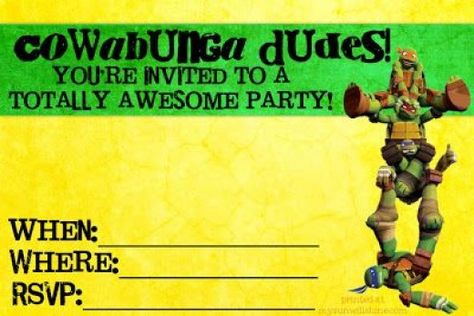 Free Teenage Mutant Ninja Turtles Party Invitations Ninja Party Invitations, Ninja Turtle Birthday Party, Ninja Turtle Invitations, Turtle Birthday Party, Teen Birthday Invitations, Mutant Ninja Turtles Party, Turtle Birthday Parties, Tmnt Birthday, Ninja Turtles Birthday Party