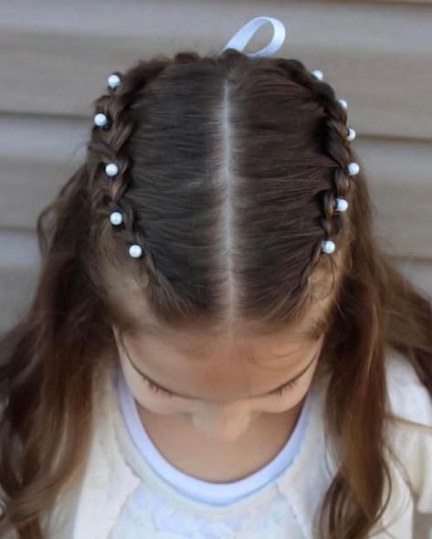 53 First Holy Communion Hairstyles For Kids [BEST] All Back Hairstyle, Classy Updo Hairstyles, First Communion Hairstyles, Braided Headbands, Communion Hairstyles, Girl Hair Dos, Prom Hair Updo, Bronde Hair, Birthday Hairstyles