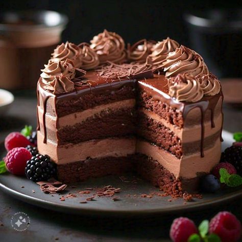 Triple Chocolate Mousse Cake Cheesecake Factory Chocolate Mousse Cake, Triple Layer Chocolate Mousse Cake, Milk Chocolate Mousse, Triple Chocolate Mousse, Triple Chocolate Mousse Cake, Chocolate Mousse Cake Recipe, Mousse Cake Recipe, Triple Chocolate Cake, Chocolate Mousse Cake