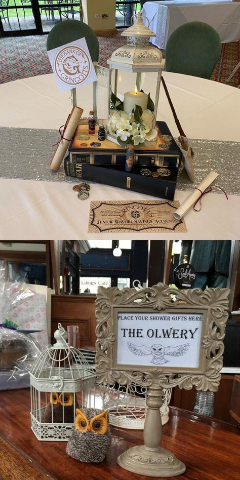 Hogwarts Wedding Ideas, Harry Potter Centerpiece Ideas, Harry Potter Shower Ideas, Literary Wedding Theme, Harry Potter Tea Party, Harry Potter Table, Harry Potter Shower, Harry Potter Bridal Shower, Harry Potter Places