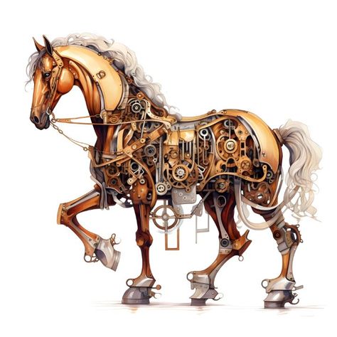 Steampunk horse mechanisms - DME.ARTS Mechanical Horse Art, Steampunk Horse Art, Steampunk Atlantis, Steampunk Aircraft, Steampunk Horse, Mechanical Horse, Steampunk Elements, Book Concept, Clock Work