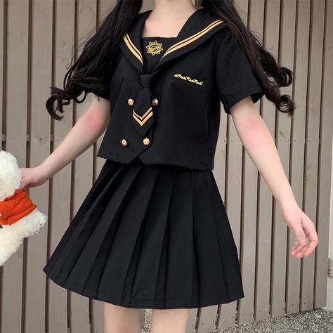 Kawaii Uniform, Sailor Blouse, Navy Costume, Plaid Skirt Set, Pleated Skirt Set, School Uniform Outfits, Student Girl, Outfits Y2k, Japanese School