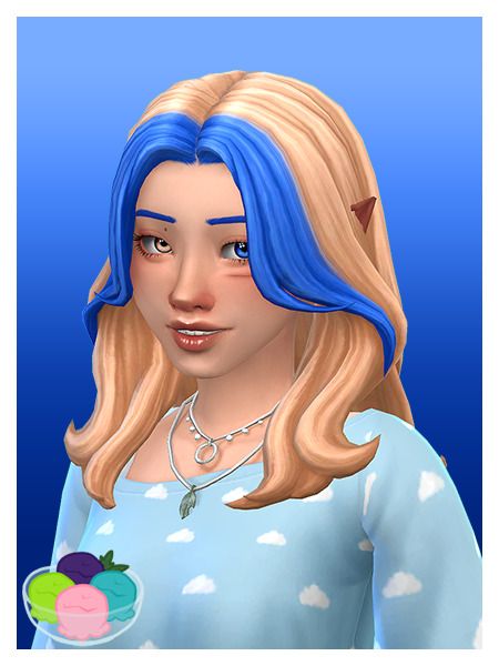 Ts4 Hair Recolor, Sims 4 Sorbet Recolor, Sims 4 Multicolor Hair, Sims 4 Dyed Hair Cc, Sims 4 Cc Recolor, Two Color Hair, Dark Blue Hair, Teal Hair, Hair Color Streaks