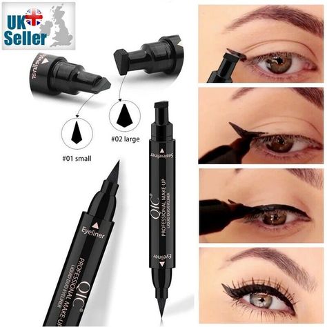 Find Winged Stamp Liquid Eyeliner Pen Waterproof Fast Dry Black Eye Liner Pencil 2in1 on eBay in the category Health & Beauty>Make-Up>Eyes>Eyeliner. Eyeliner Types, Double Eyeliner, Winged Eyeliner Stamp, Eye Makeup Cosmetics, Perfect Cat Eye, Eyeliner Tattoo, Liquid Eyeliner Pen, Long Lasting Eyeliner, Cat Eyeliner