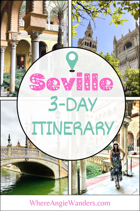 Collage of 4 images depicting landmarks in Seville. 3 Days In Seville Spain, Things To Do In Seville Spain, Bucket List Holidays, Alcazar Seville, Spain Itinerary, Cobbled Streets, Animal Experiences, Southern Spain, Seville Spain