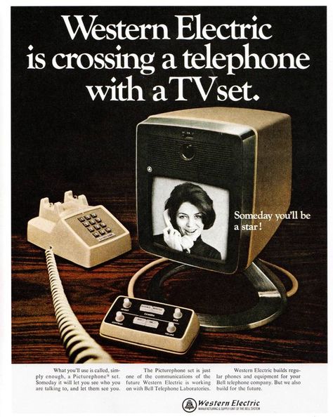 they had been working on this since the 1960's and yet apple owns the videophone marketplace Phone Advertising, 1960s Advertising, Funny Commercial Ads, Telephone Retro, Cafe Vintage, Telephone Vintage, Funny Commercials, Commercial Ads, Funny Ads