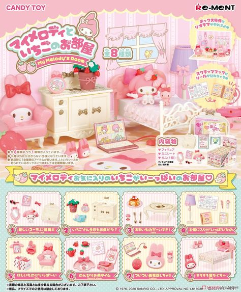 Strawberry Room, Rement Miniatures, Pink Bedroom For Girls, Re Ment, Neue Outfits, Mini Things, Room Box, Little Twin Stars, Cute Toys