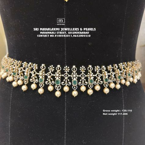 Simple Diamond Vaddanam Design, Vadanam And Haram 2 In 1, Diamond Waist Belt, Diamond Ottiyanam, Diamond Oddiyanam, Vaddanam Diamond, Diamond Haram Indian, Vaddanam Models, Telugu Jewellery