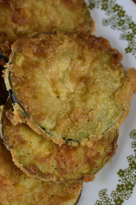 Easy Pan Fried Zucchini Recipe - These Old Cookbooks Pan Fried Zucchini Recipe Easy, Breaded Zucchini Fried, How To Fry Zucchini, Fried Zucchini Batter, Large Zucchini Recipes, Fried Squash Recipes, Fried Zucchini Recipe, Oven Fried Zucchini, Deep Fried Zucchini