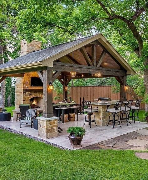 Patio Deck Designs, Grill Area, Outdoor Patio Designs, Backyard Pavilion, Backyard Kitchen, Outdoor Kitchen Patio, Pergola Patio, Small Backyard Patio, Garden Landscape Design