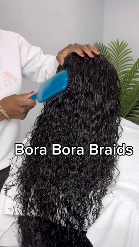 Ndeye | If you’re looking for the perfect vacation hair- look no further! I got Bora Bora braids installed a little over a month ago for my… | Instagram Bora Bora Braids Tutorial, Short Bora Bora Braids, Bora Bora Braids Human Hair, Vacation Hair For Black Women, Bora Bora Braids, Bora Braids, Vacation Braids, Vacation Hair, Hair Details