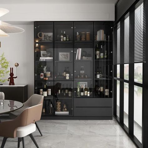 Elainna Dining Cabinet Floor To Ceiling Bookshelves, Customizable Storage, Modular Display, Cabinet Display, China Cabinet Display, Dining Cabinet, Locking Mechanism, Glass Cabinet, Sideboard Furniture