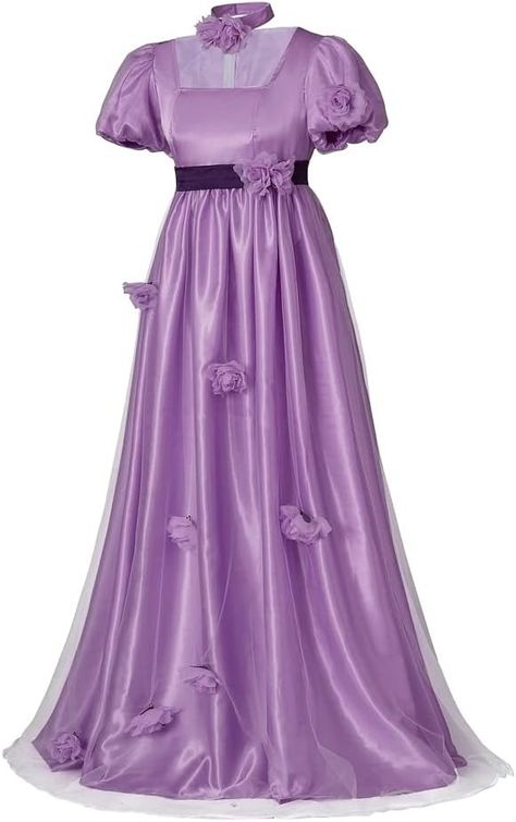 Daphne Cosplay, Lavendar Dress, 1800s Dresses, Regency Dresses, Lavender Gown, Purple Long Dress, Empire Waist Gown, Regency Gown, Regency Era Fashion