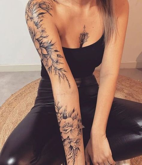 Vine Tattoo Ideas, Women Chest Tattoo, Chest Tattoo Design, Female Tattoo Ideas, Buffalo Tattoo, Hairline Tattoos, Tattoo Design For Women, Shoulder Sleeve Tattoos, Feminine Bracelet