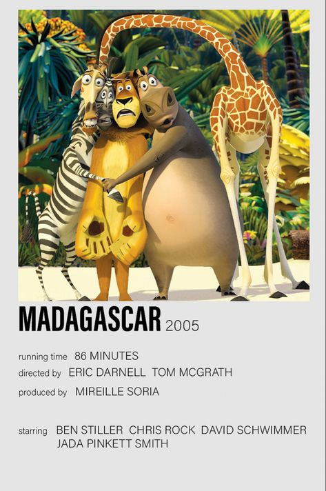 Minimalistic Polaroid Poster, New York Zoo, Classic Mens Haircut, Madagascar Movie, Madagascar 1, Trippy Wall, Movie Decor, Ben Stiller, Jada Pinkett