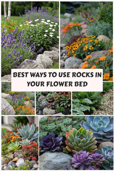 See exactly how to use rocks in your flower bed with these tips and ideas. Potted Flower Garden, Southern Front Porch Ideas, Modern Japanese Homes, Rock Pathway, Japanese Iris, Dry River, Flower Bed Designs, Creeping Jenny, Small Fountains