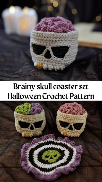 Skull Free Crochet Pattern, Crochet Skull Amigurumi, Crochet Patterns Skull, Skull Crochet Coaster, Cauldron Coaster Crochet Pattern, Crochet Skull Coasters Free Pattern, Skull Doily Pattern Free Crochet, Crochet Skull Coaster, Crochet Skull Free Pattern