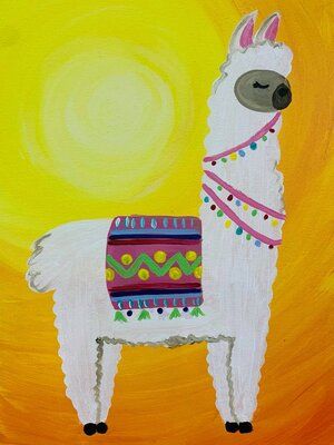 Gallery — Corks & Colors Studio Lama Animal, Franchise Design, Llama Painting, Llama Arts, Mexican Paintings, Paint Your Pet, Wine Design, Rock Painting Designs, Paint And Sip