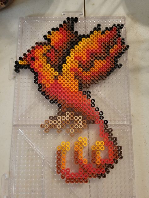 Phoenix Perler Bead design! Perler Bead Big Projects, Phoenix Perler Bead Patterns, Fairy Perler Beads, Giraffe Perler Bead Patterns, Perler Bead Patterns Harry Potter, Perler Bead Harry Potter, Perler Bead Dragon, Large Perler Bead Patterns, Big Perler Bead Patterns