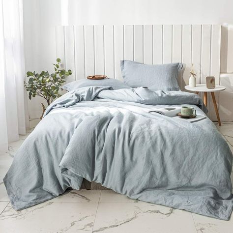 AmazonSmile: Simple&Opulence 100% Linen Duvet Cover Set 2pcs Basic Style Natural French Washed Flax Solid Color Soft Breathable Farmhouse Bedding with Button Closure (Twin, Dusty Blue) : Home & Kitchen Color Bedding, Washed Linen Duvet Cover, Natural Bedding, Blue Duvet, Linen Duvet Cover, Linen Sheet Sets, King Size Duvet, Farmhouse Bedding, Boho Bedding