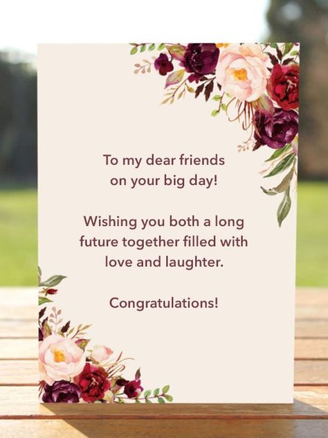 Wedding Wishes: What to Write in a Wedding Card﻿ - Poptop Event Planning Guide Wedding Wishes Quotes Friends, Wedding Card For Friends, Nikah Wishes For Friend, Congratulations Wedding Wishes For Best Friend, Happy Wedding Wishes For Best Friend, Wedding Wish Card, Ucapan Happy Wedding Card, Gift For Friends Wedding, Friends Wedding Quotes