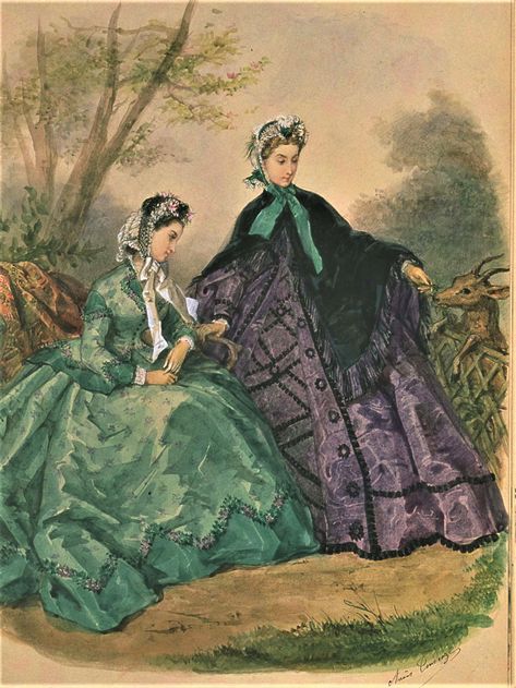 Fashion Plate - La Mode Illustree - 1864 Mid 1800s Fashion, Victorian Doctor, Born In The Wrong Era, Fashion History Books, 1870 Fashion, 1860s Dresses, Victorian Era Fashion, 1860 Fashion, 19th Century Clothing