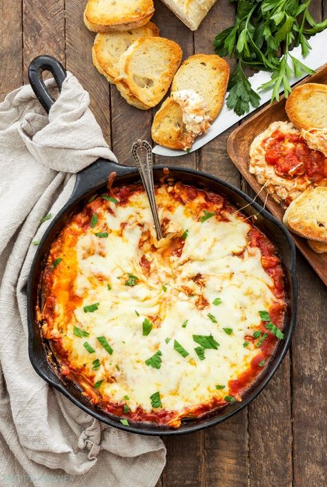 Lasagna Dip Recipe, Chicken Parmesan Dip, Skillet Ravioli, Parmesan Dip Recipe, Lasagna Dip, Skillet Chicken Parmesan, Parmesan Dip, Marinara Recipe, Baked Lasagna