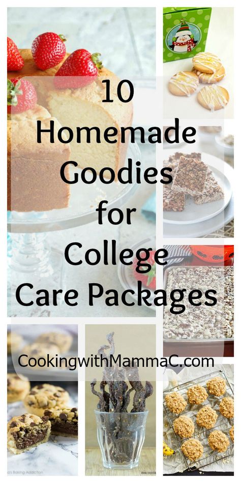 10 Homemade Goodies for College Care Packages - If you need care package ideas, check out these recipes, plus my tips for sending a care package to your college student! Homemade Care Package, Best Gift For Brother, College Snacks, Halloween Care Packages, Care Package Ideas, Food Gift Baskets, Homemade Goodies, Package Ideas, College Meals