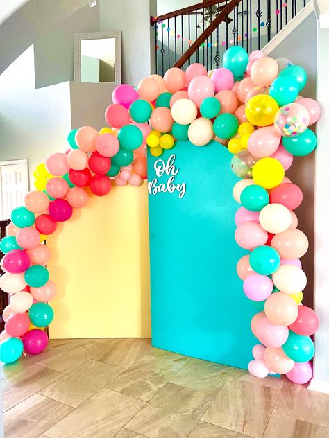 Popsicle Balloon Arch, Bright Baby Shower Ideas, Bright Color Baby Shower Ideas, Pool Party Baby Shower Ideas, Popsicle Baby Shower Ideas, About To Pop Baby Shower Ideas, Colorful Baby Shower Ideas, Ready To Pop Baby Shower Ideas, She's Ready To Pop Baby Shower Ideas