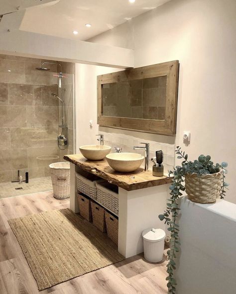 Japandi Bathroom Design, Small Half Bathroom, Baños Shabby Chic, Cozy Bathroom, Serene Bathroom, Rustic Bathroom Designs, Small Bathroom Ideas Modern, Bathroom Inspiration Decor, Upstairs Bathrooms