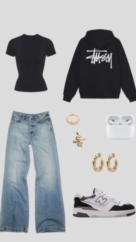 How To Style Black Jeans, Style Black Jeans, Shirt Outfit Ideas, Stussy Hoodie, Outfit Inspo Casual, Trendy Outfits For Teens, Couple Outfits, Cute Everyday Outfits, Krakow