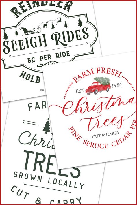 Free Farmhouse Christmas Printables, Farmhouse Printables Free, Free Printable Christmas Signs, Christmas Prints Free, Farm Fresh Trees Sign, Free Christmas Printables Vintage, Christmas Tree Farm Svg, Christmas Tree Farm Sign, Farm Fresh Christmas Tree Sign Svg