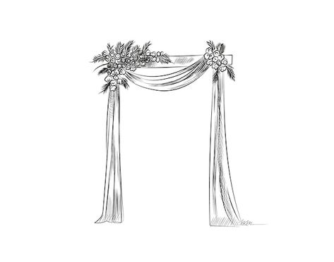 Handdrawn sketch of the decorated arch f... | Premium Vector #Freepik #vector #archway Arch For Wedding Ceremony, Arch For Wedding, Wedding Cermony, Wedding Drawing, Wedding Ceremony Arch, Wedding Arbour, Wedding Colour, Baby Shower Invitation Cards, Wedding Altars