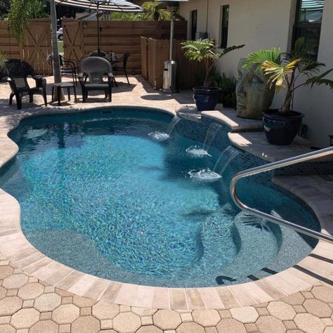 Latham Pools, Fiberglass Pool Shapes, Small Fiberglass Pools, Latham Pool, Pool Design Ideas, Freeform Pools, Fiberglass Pool, Patio Layout, Pools Backyard Inground