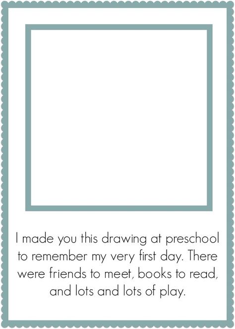 MUST DO - first day of preschool drawing keepsake. Free printable from o Time For Flash Cards Preschool Printables Free, Preschool First Week, Preschool Memory Book, September Preschool, Preschool First Day, First Day Of Preschool, First Day Activities, All About Me Preschool, Welcome To School