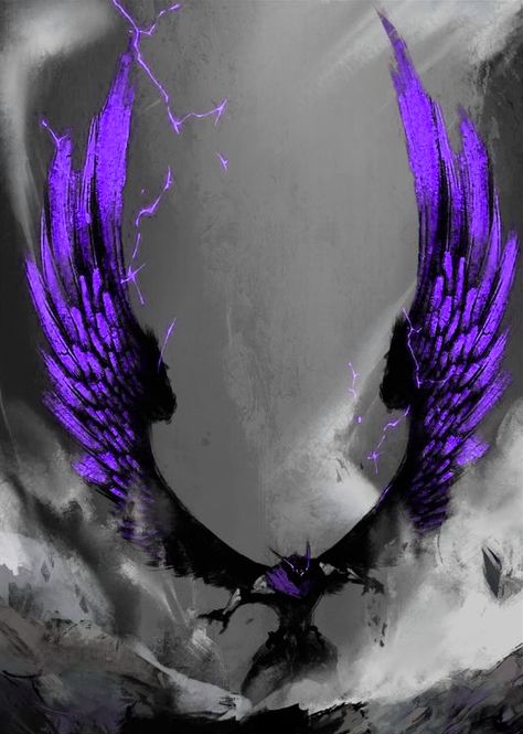 Purple Chaos Magic, Winged Warrior, Purple Magic Art, Kagune Design, Magic Purple, Purple Wings, Darkness Powers, Purple Demon, Genos Wallpaper