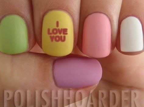 Conversation Heart Nails, Conversation Heart, Summer Manicure, Nails Polish, Get Nails, Heart Nails, Makati, Creative Nails, Heart Candy