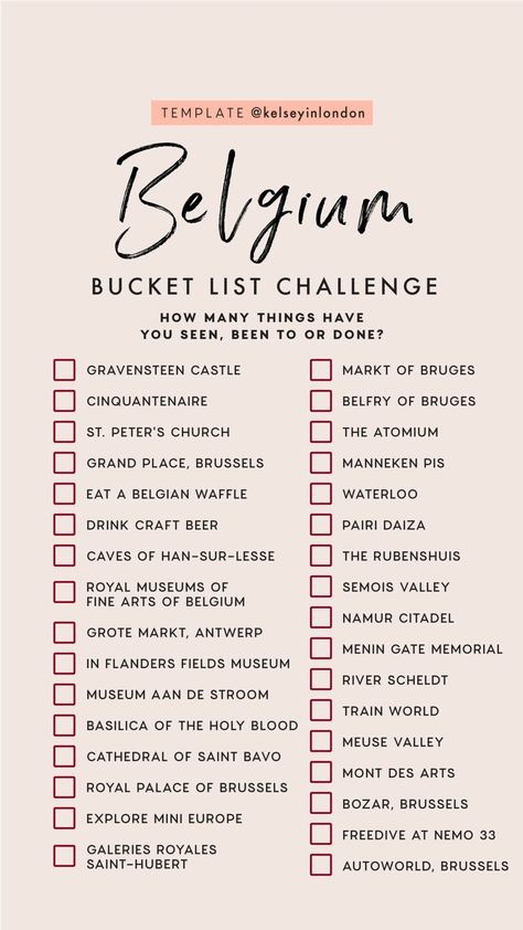 List Challenges, Travel Destinations Bucket Lists, Belgium Travel, Voyage Europe, Travel Checklist, Template Instagram, Bucket List Destinations, Travel List, Future Travel