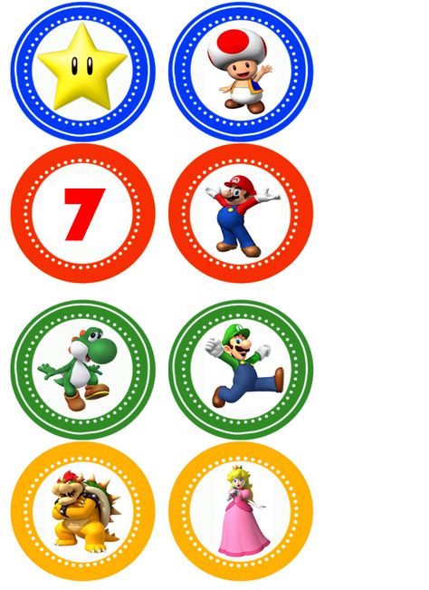 Cupcake Toppers Mario 5th Birthday Party, Super Mario 5th Birthday, Bolo Mario Bros, Super Mario Free, Super Mario 5, Super Mario Cupcakes, Mario Kart Party, Mario Crafts, Nintendo Party