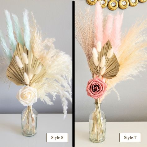 Affordable Wedding & Event Centerpieces Set 4, 6, 12 Including Pampas With Vase, Rustic Wedding Decor, Event Decor, Party Decor, Baby Shower - Etsy Pampas Centerpiece, Palm Leaf Wedding, Boho Centerpiece, Baptism Decor, Wedding Cake Flowers, Event Centerpieces, Pink Terracotta, Boho Wedding Cake, Bouquet Bridesmaid