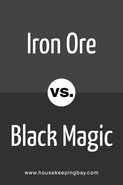 Iron Ore vs Black Magic Black Magic Vs Iron Ore, Black Magic Exterior Paint, Black Magic Vs Tricorn Black, Iron Ore Vs Tricorn Black, Tricorn Black Front Door, Sherwin Williams Black Magic, Iron Ore Sherwin Williams, House Paints, Exterior Upgrades