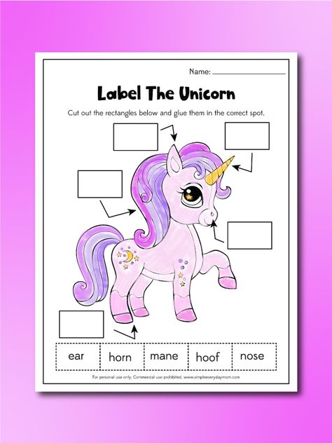 Unicorn Day At School, Unicorn Worksheets, Unicorn Activities For Kids, Preschool Building Activities, Tutoring Reading, Picture Story Writing, Unicorn Fish, Unicorn Lunch Box, Hello Kitty Theme Party