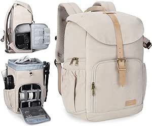 BAGSMART Camera Backpack, DSLR Camera Bag Backpacks for Photographers, Waterproof Anti-Theft Photography Backpack with 15 Inch Laptop Compartment & Tripod Holder, Ivory White Camera Backpack Women, Photography Backpack, Backpack Photography, Camera Bag Backpack, White Camera, Dslr Camera Bag, Photography Things, Cute Camera, Photo Gear